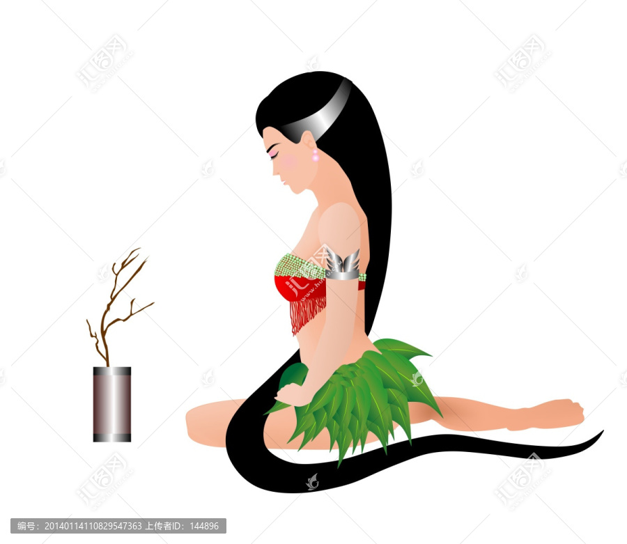 女孩等待著植物發(fā)芽