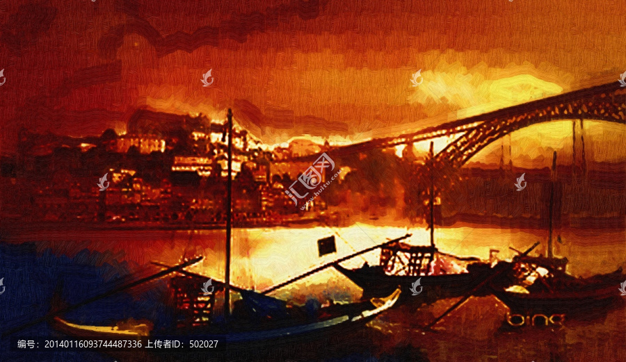 油畫裝飾畫船橋