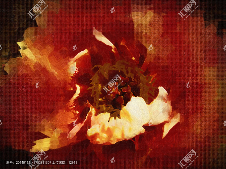 牡丹花油畫
