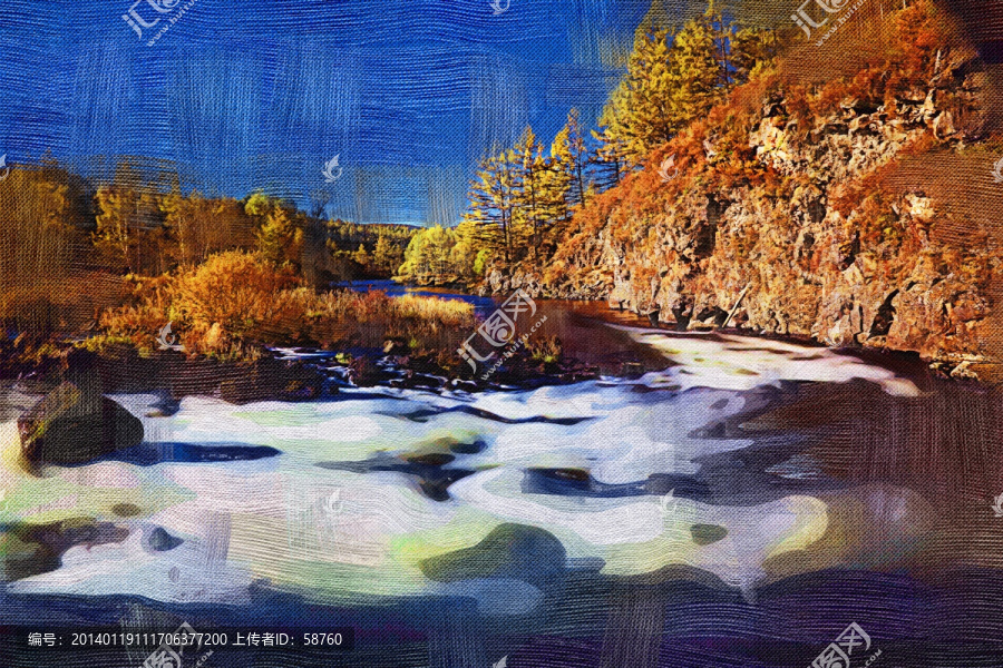 秋河,電腦油畫