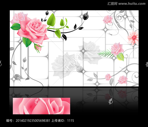 壁紙壁畫,花開富貴,電視背景