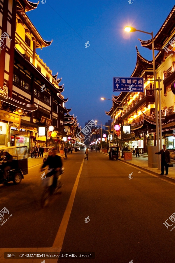 上海,豫园老街,商业区,夜景