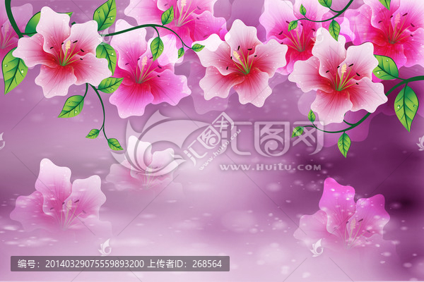大型藝術(shù)玻璃寫真,百合花裝飾圖