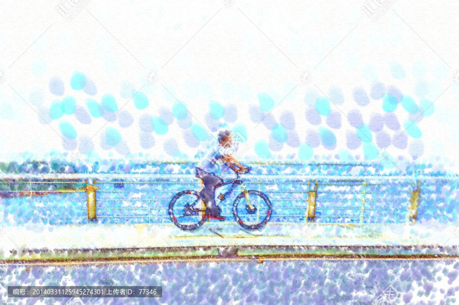 騎自行車抽象畫