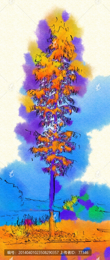 一棵树抽象画