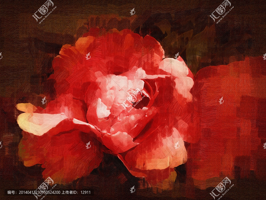 牡丹花油畫