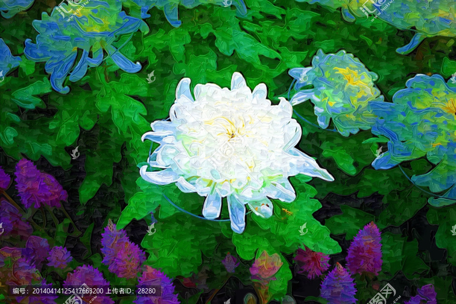 油畫,花