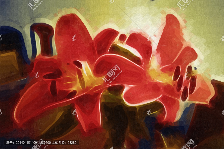 油畫,百合花
