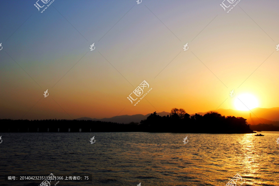 颐和园,昆明湖,落日
