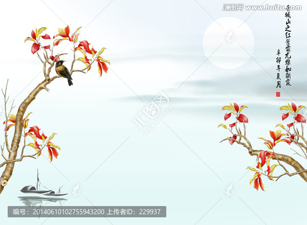 藝術(shù)玻璃浮雕壁畫,紅葉