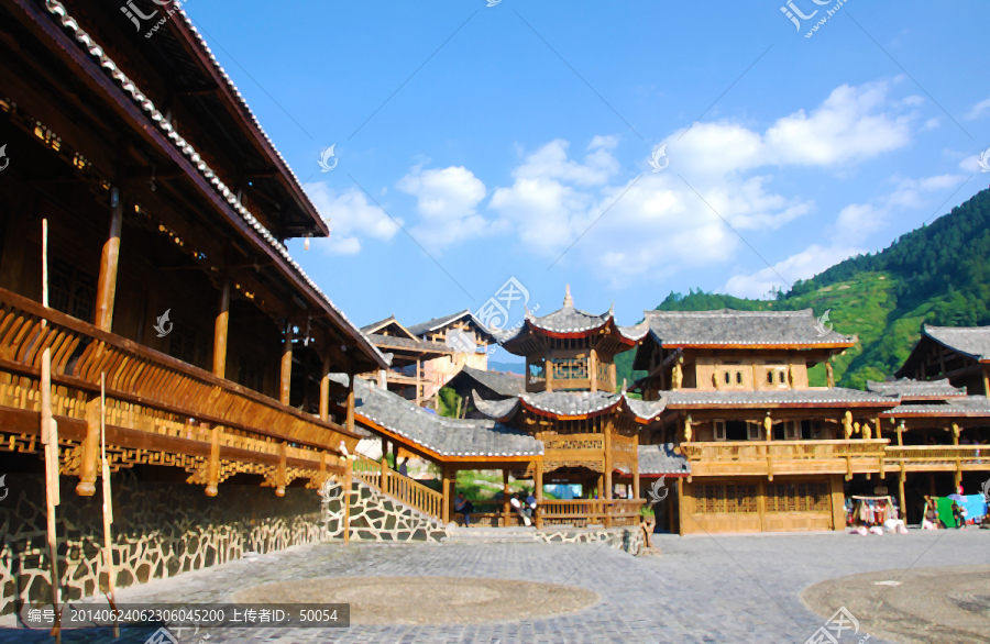 仿油畫,苗寨新貌