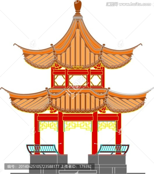 八角四方重檐亭