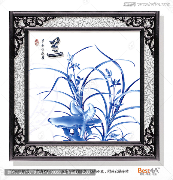 工筆蘭花浮雕裝飾畫分層模板
