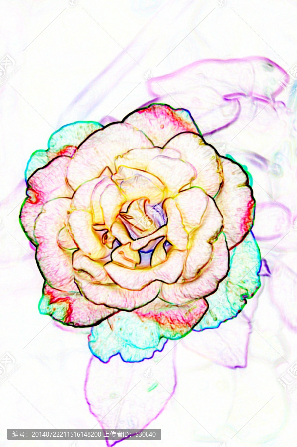 花彩色線描特效（合層）