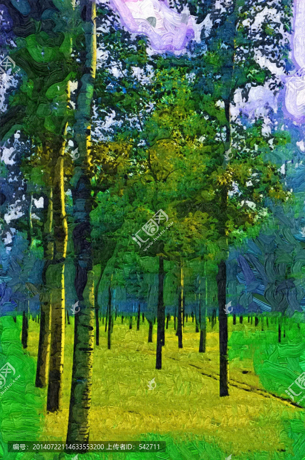 裝飾畫楊樹林