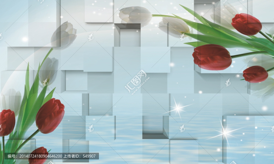 郁金香,背景墻,分層