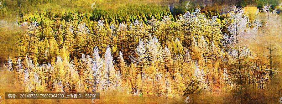 電腦油畫,秋林霜降