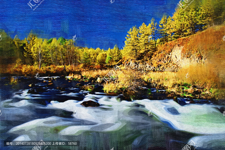 電腦油畫,秋河