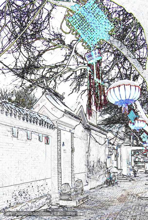 電腦繪畫(huà),老北京民居