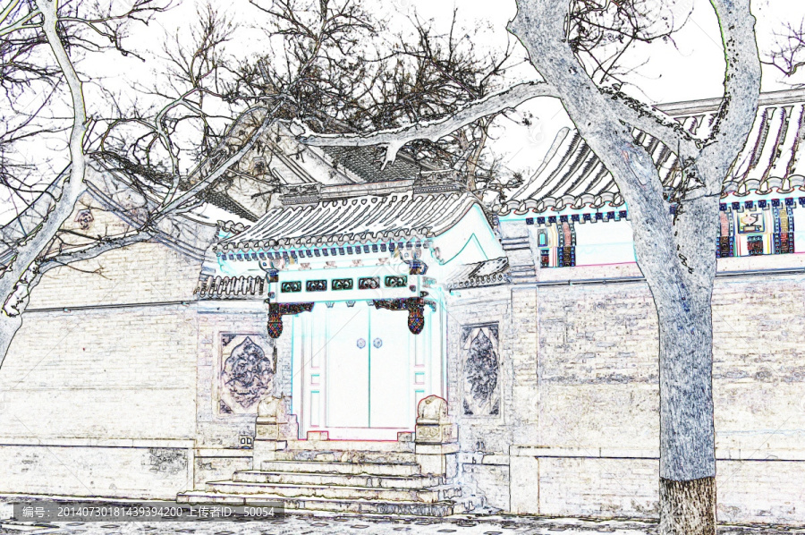 電腦繪畫,老北京民居