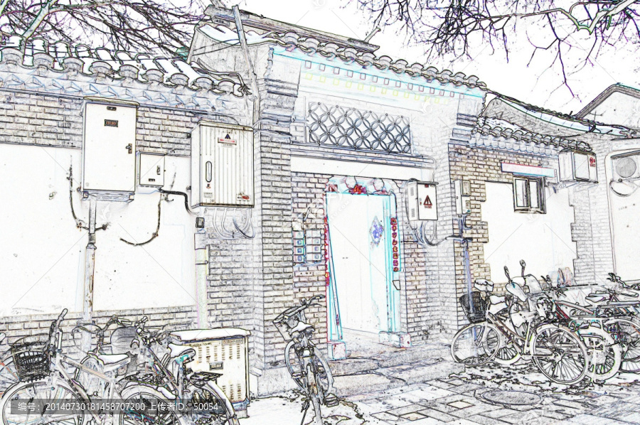 電腦繪畫,老北京民居
