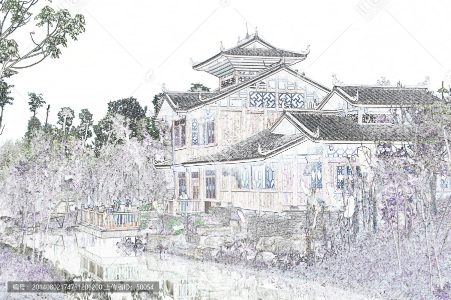 電腦繪畫,侗族建筑,民居