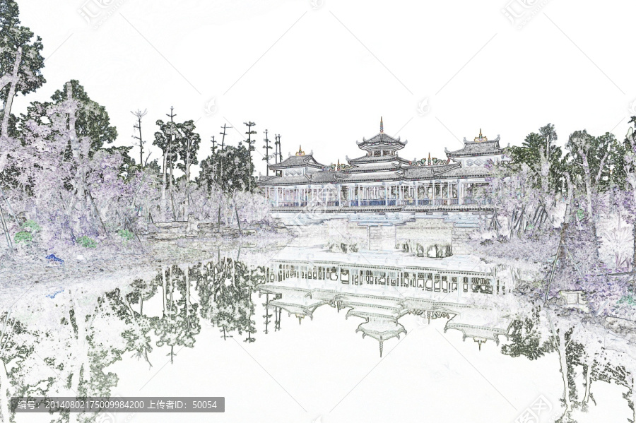 電腦繪畫,風(fēng)雨橋
