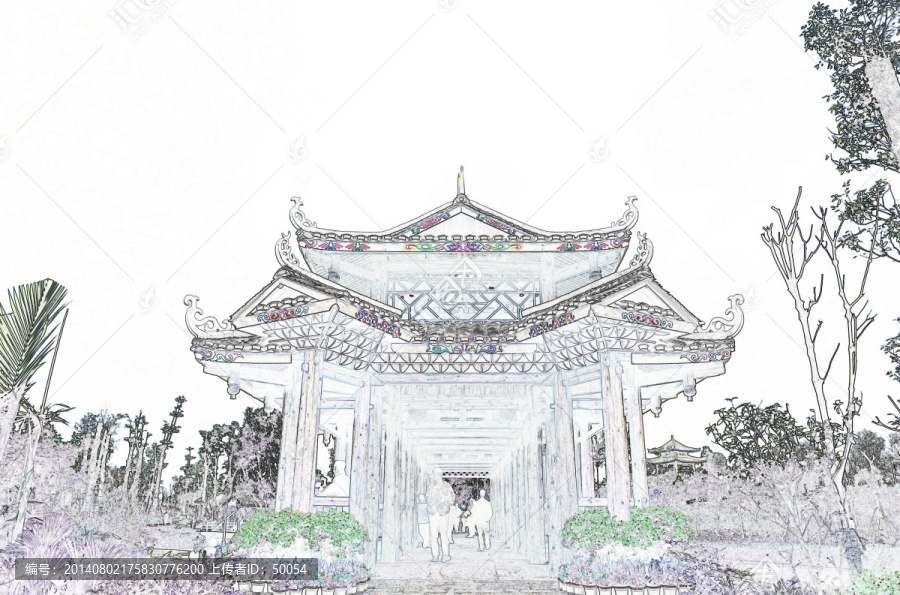 電腦繪畫,風雨橋