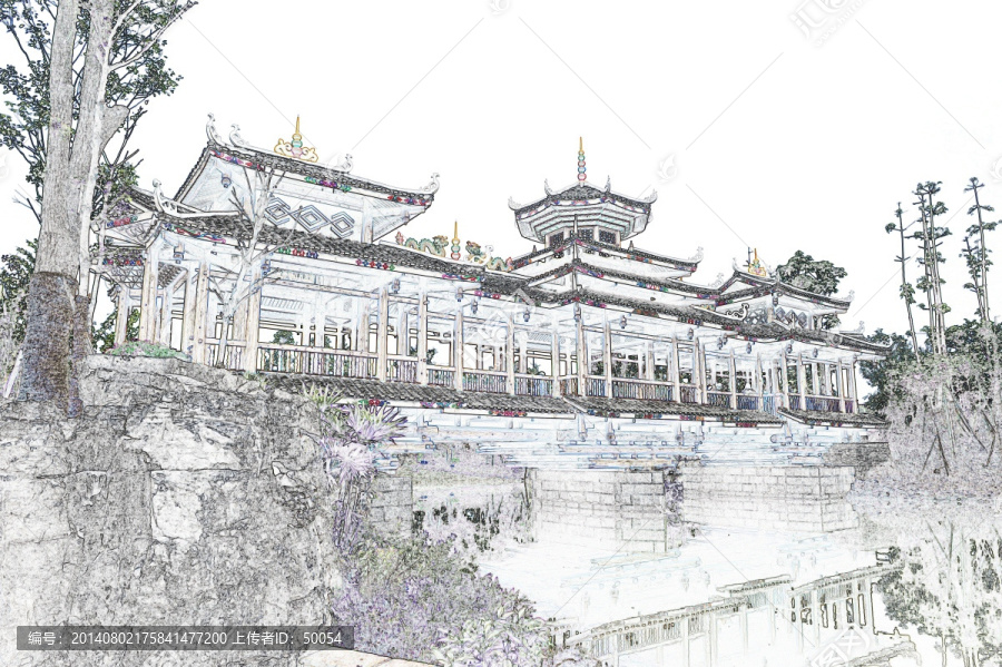 電腦繪畫,風(fēng)雨橋