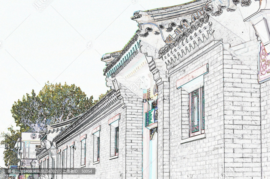 電腦繪畫,老北京民居