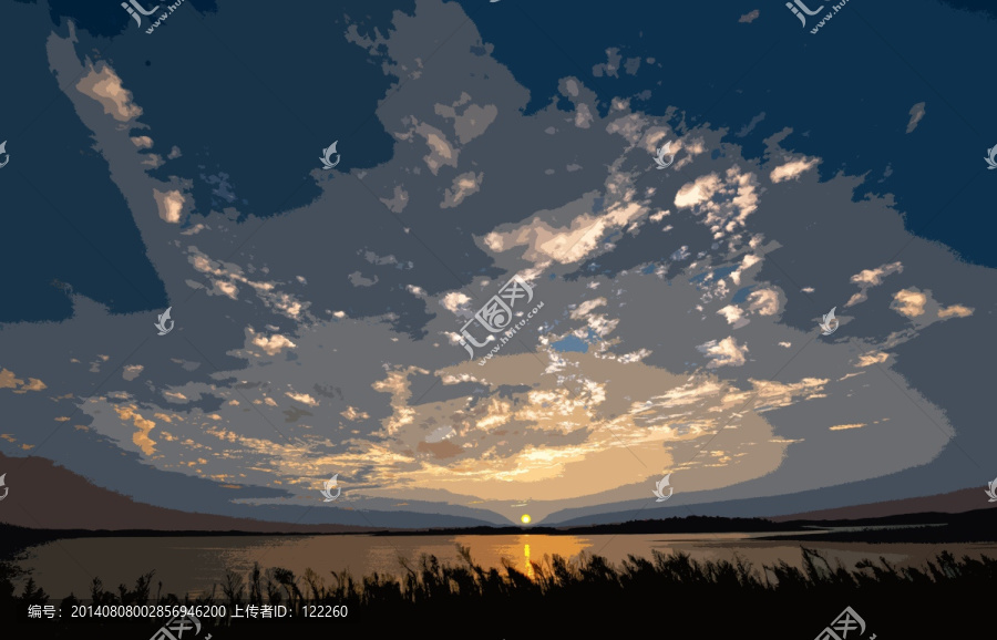 夕陽,裝飾畫,抽象畫
