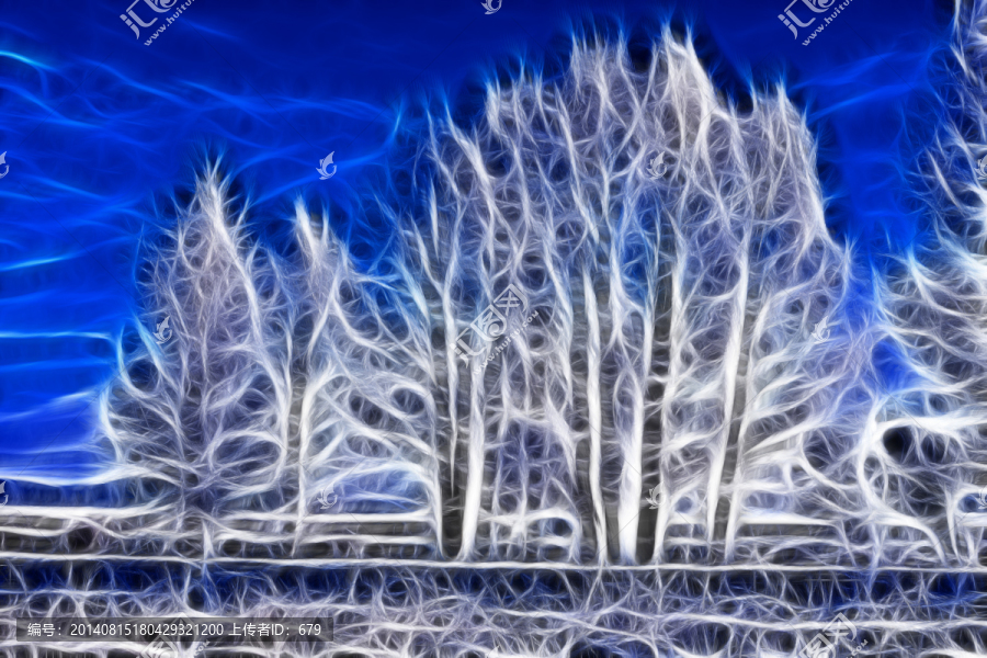 風(fēng)景裝飾畫,樹林,線描