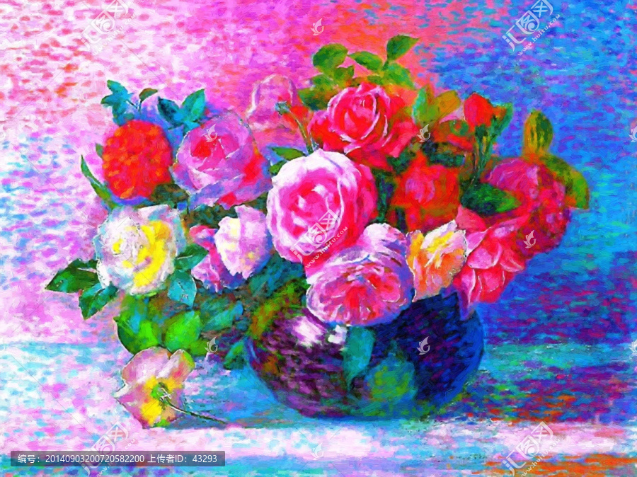 抽象花卉油畫