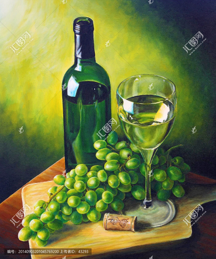 葡萄酒,水果,歐式油畫