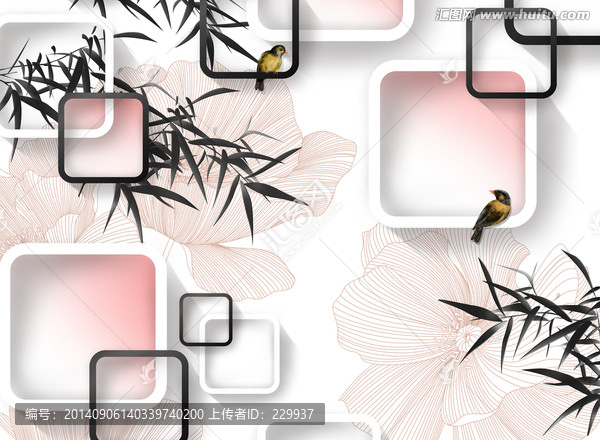 3D壁畫,花鳥圖