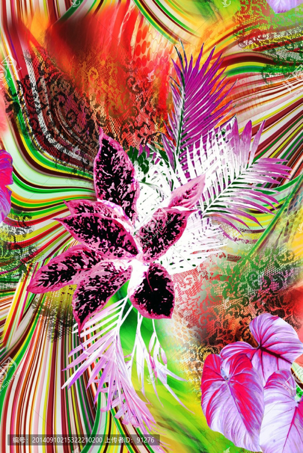 時尚數(shù)碼印花女裝面料花型未分層