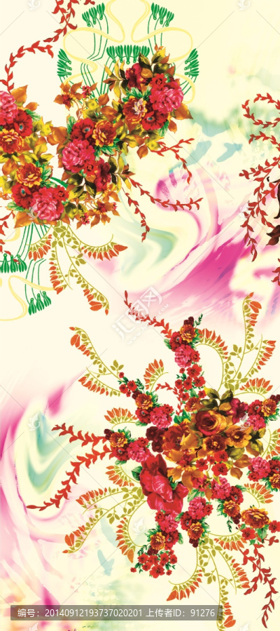 時(shí)尚數(shù)碼印花女裝面料花型未分層