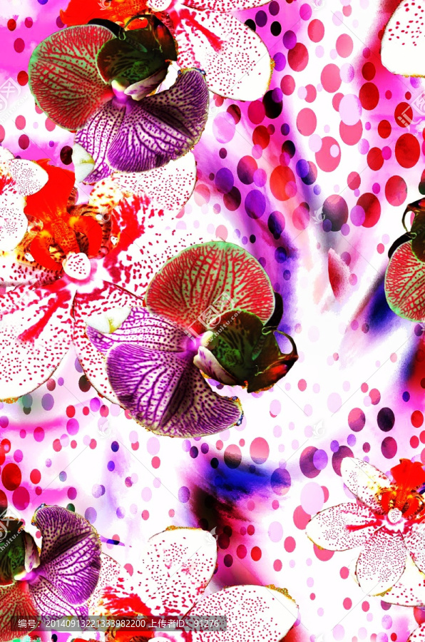 時(shí)尚數(shù)碼印花女裝面料花型未分層