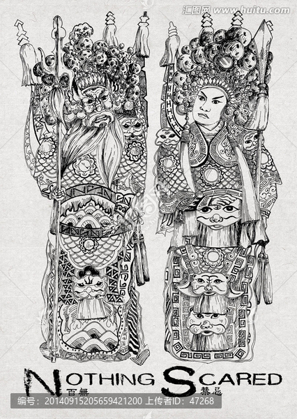 門神手繪高精分層圖