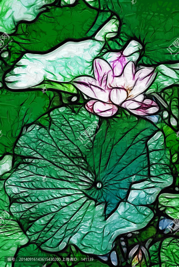 抽象荷花,抽象畫,油畫