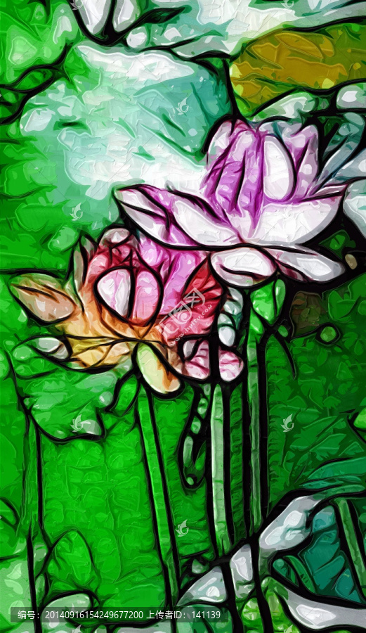 抽象荷花,抽象畫(huà),油畫(huà)
