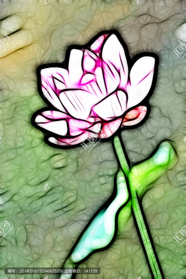 荷花,抽象油畫