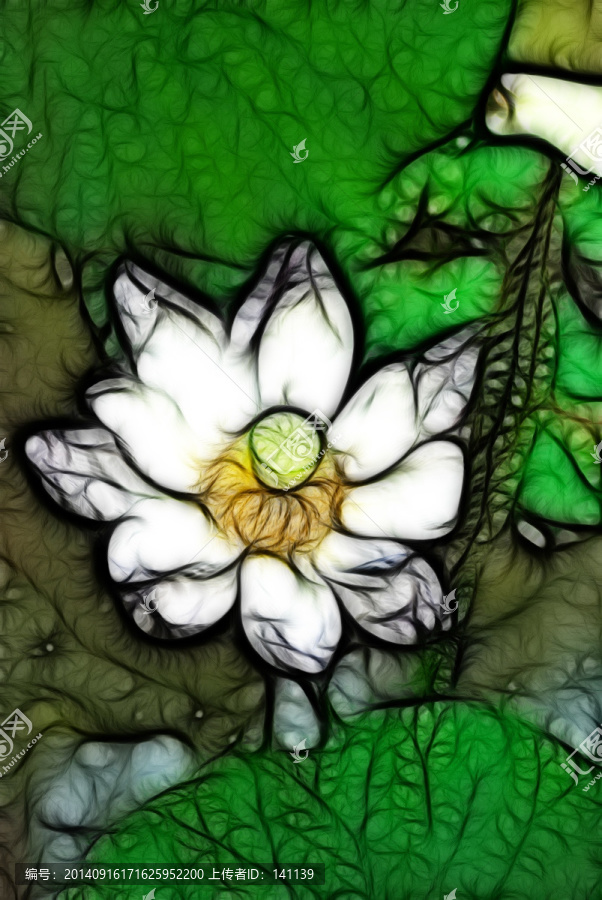 荷花,抽象油畫