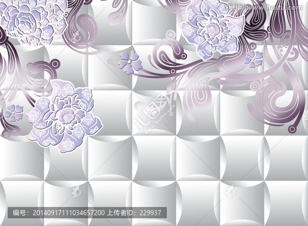 3D背景墻,簡約紫花