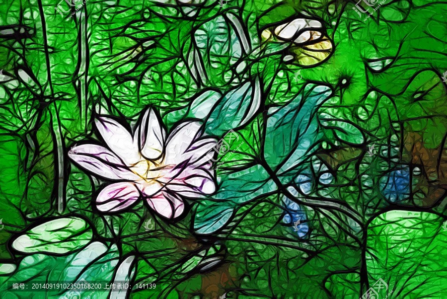 荷花,抽象油畫(huà)