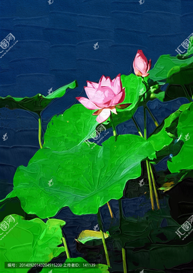 荷花,抽象油畫