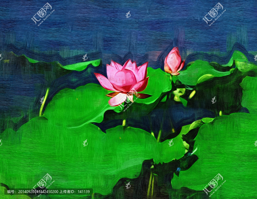 荷花,抽象油畫