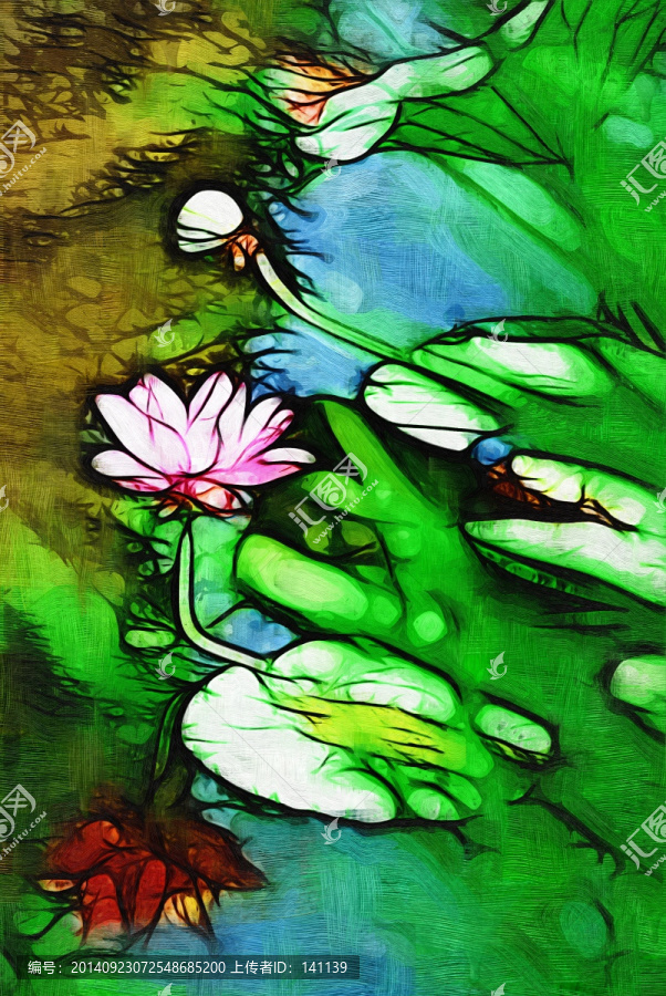 荷花,花卉油畫,裝飾畫