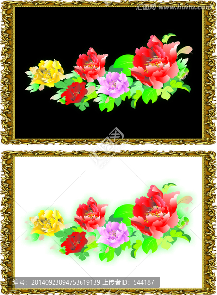 牡丹花矢量圖