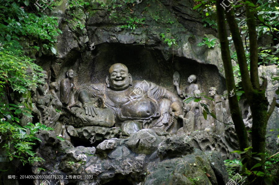 杭州飞来峰经典造像,弥勒佛